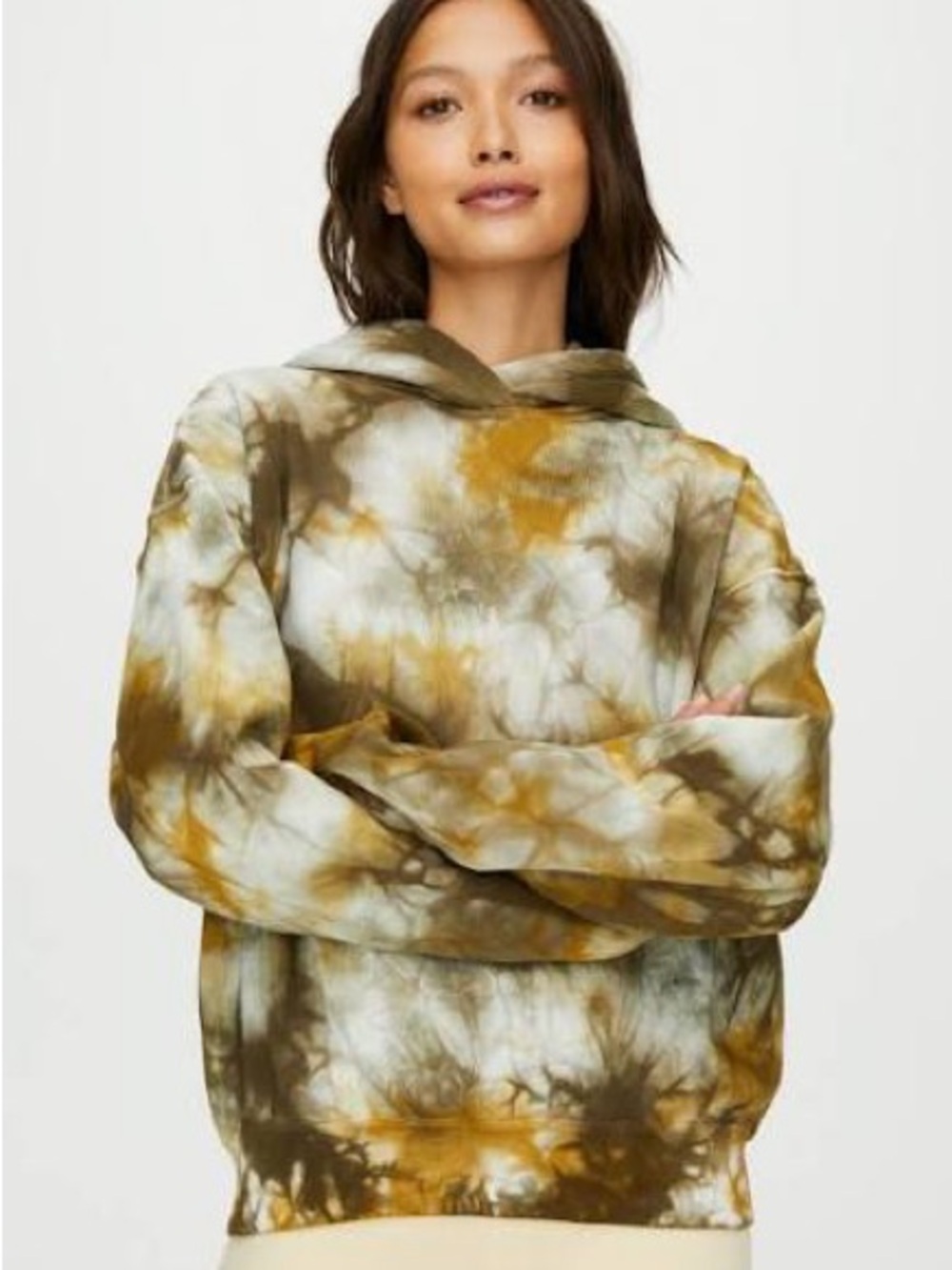 Aritzia Wilfred Tie-Dye Hooded Sweatshirt - Brown & Cream